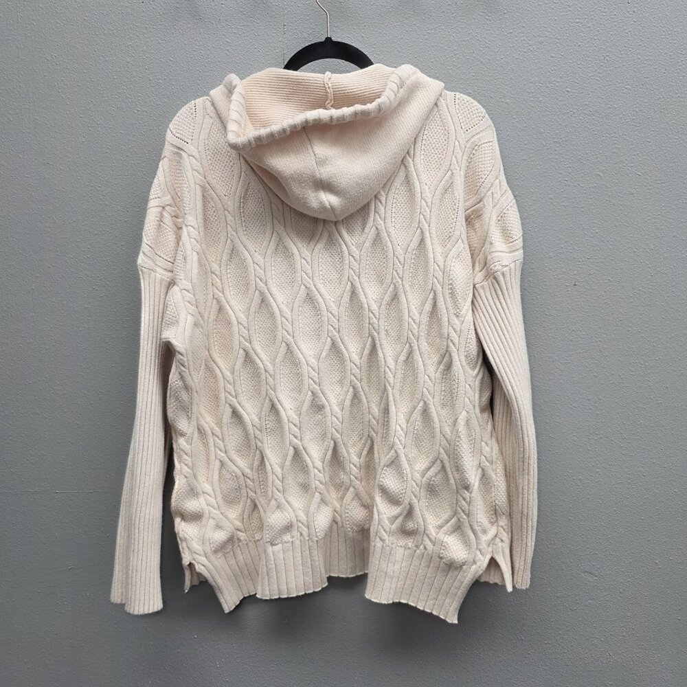 Fate Sweater Womens 2XL White Hooded Cable Knit V Neck Plus Size Pullover Cozy - Picture 4 of 10